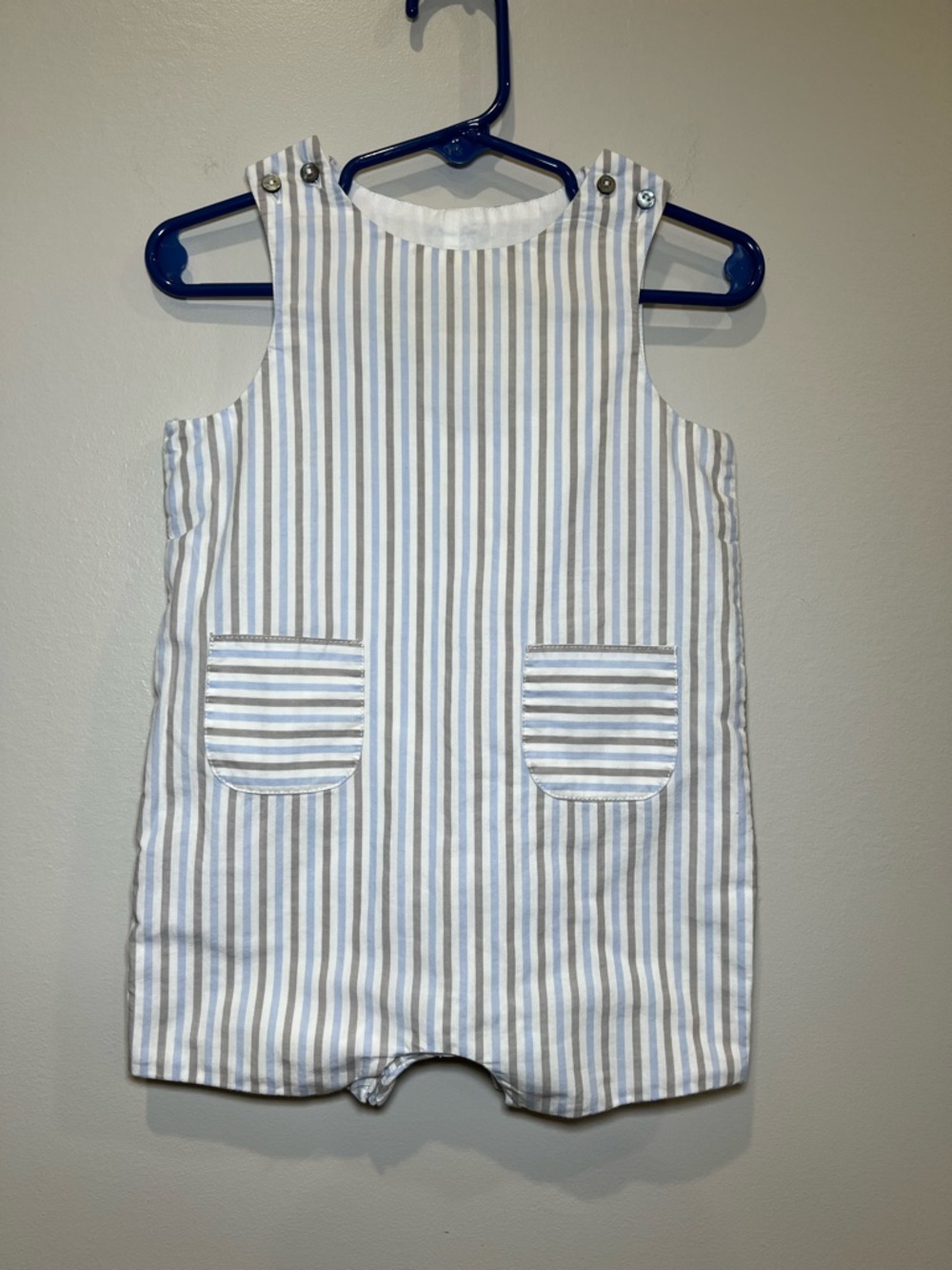 Jacadi Blue and White Striped Baby Romper size 12 months